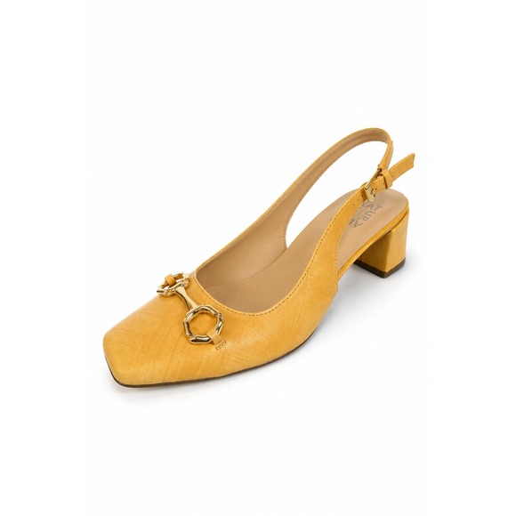 Naturalizer Shoes - Naturalizer Keeley Slingback Block Heels Women Size 8W Yellow Leather Square Toe